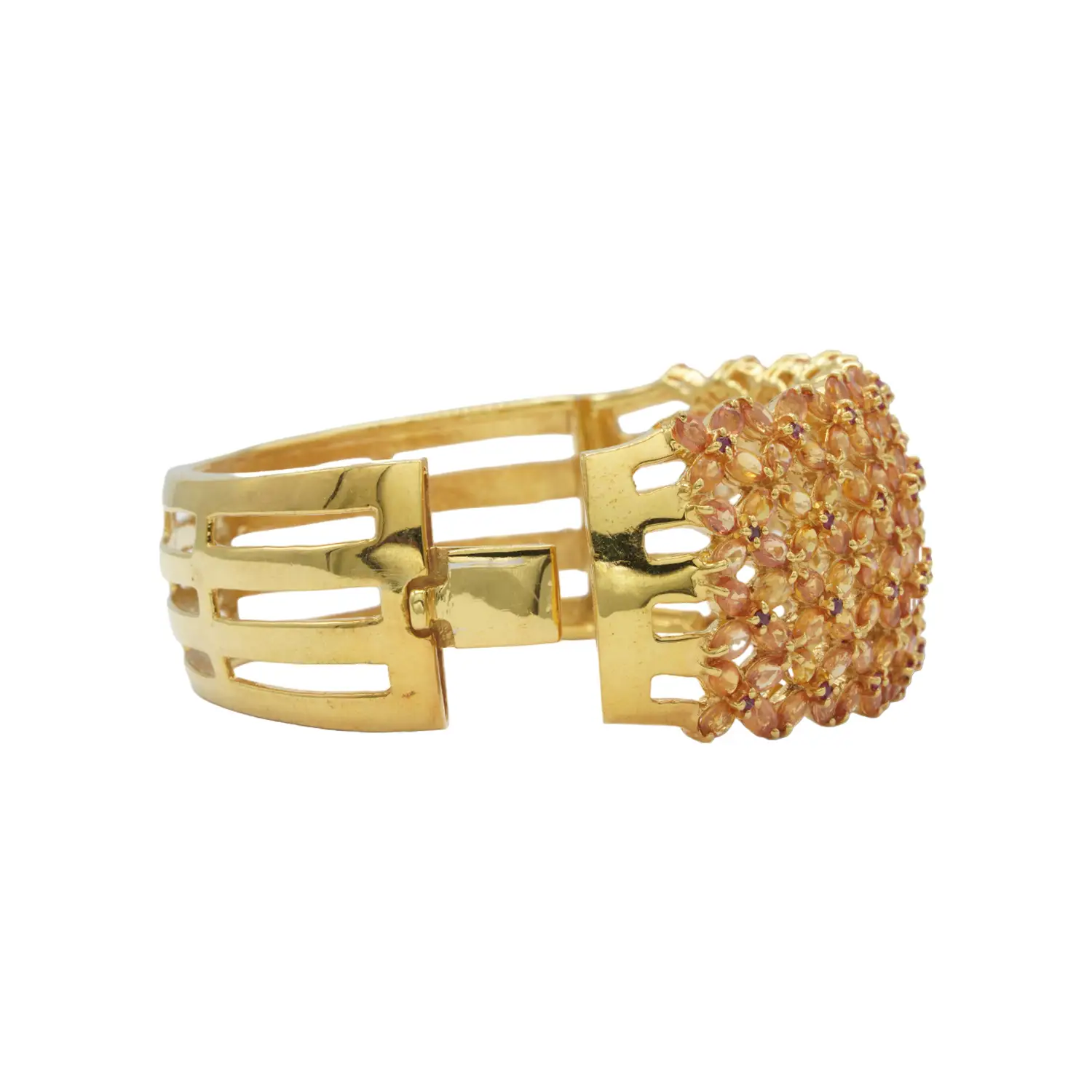 เนตรไอริน กำไลข้อมือเงิน925 ชุบทอง18K ประดับบุษราคัมและทับทิม - Image 3