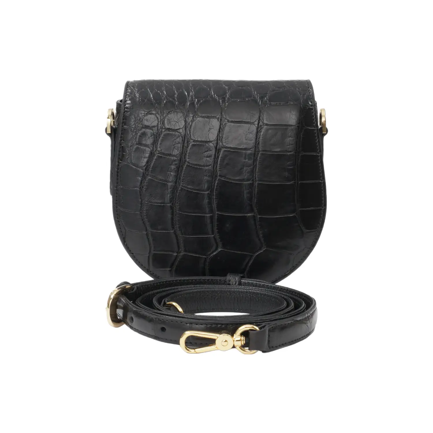 รีเวอร์ กระเป๋าสะพาย หนังท้องจระเข้ ดีไซน์ Saddle Bag ใบเล็ก - Image 2