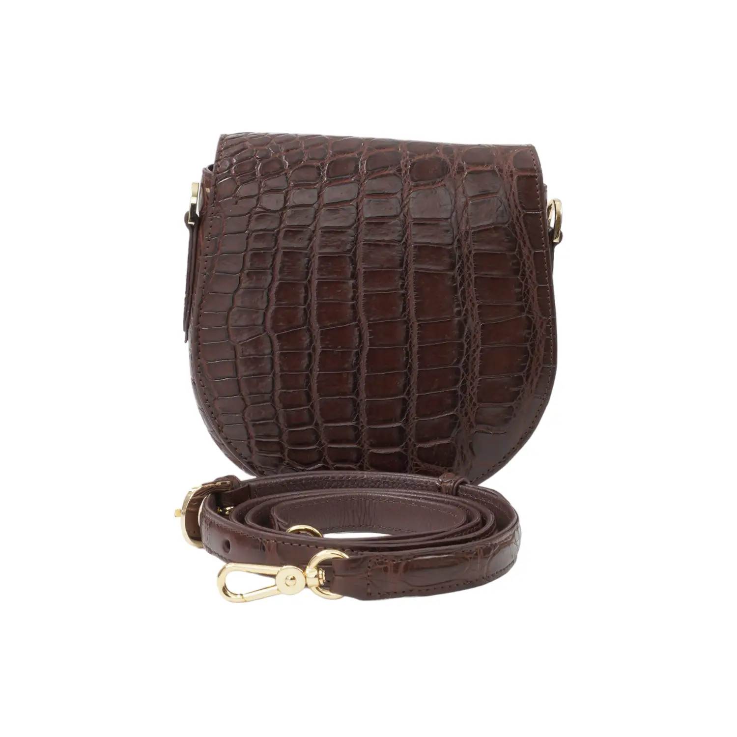 รีเวอร์ กระเป๋าสะพาย หนังท้องจระเข้ ดีไซน์ Saddle Bag ใบเล็ก - Image 3