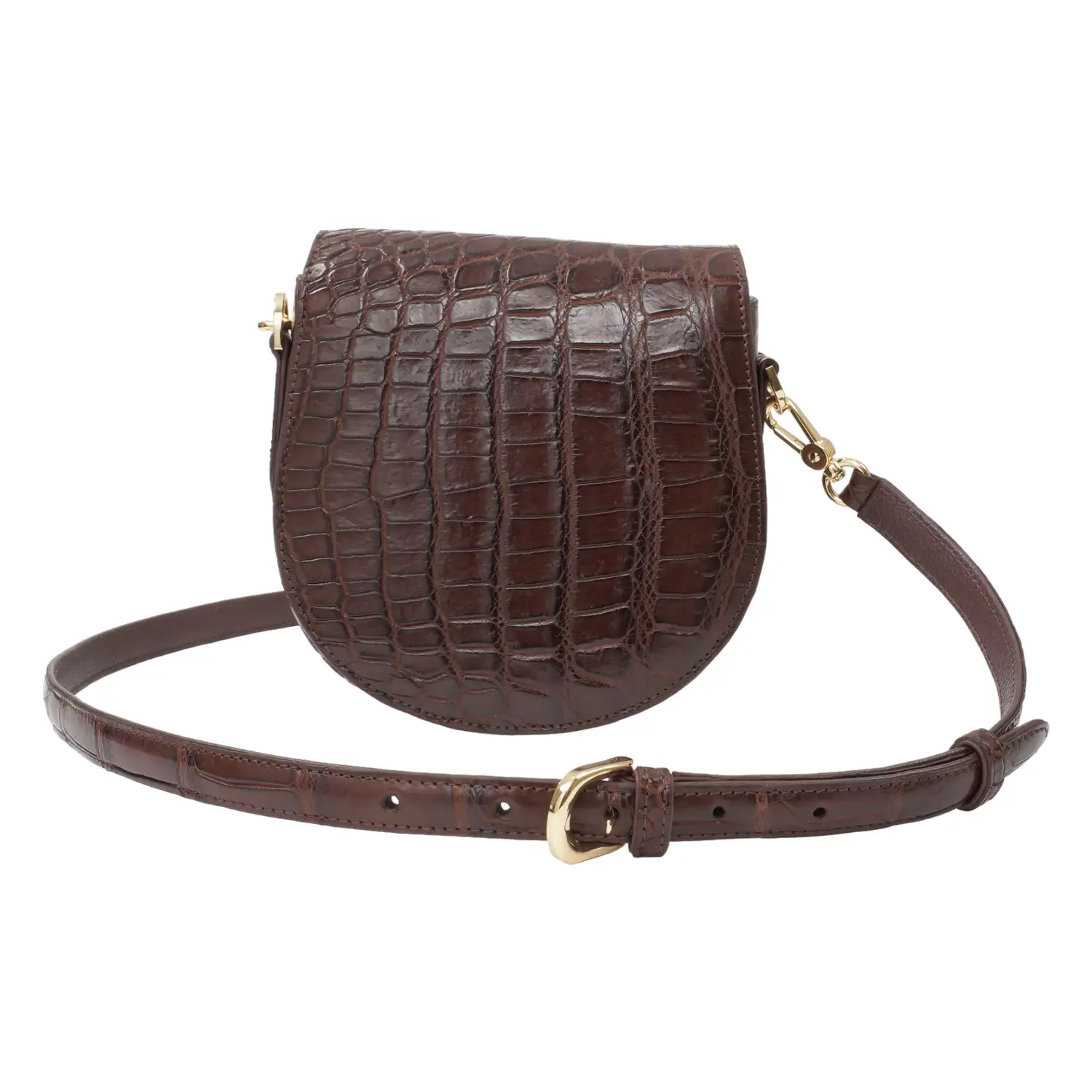 รีเวอร์ กระเป๋าสะพาย หนังท้องจระเข้ ดีไซน์ Saddle Bag ใบเล็ก - Image 4