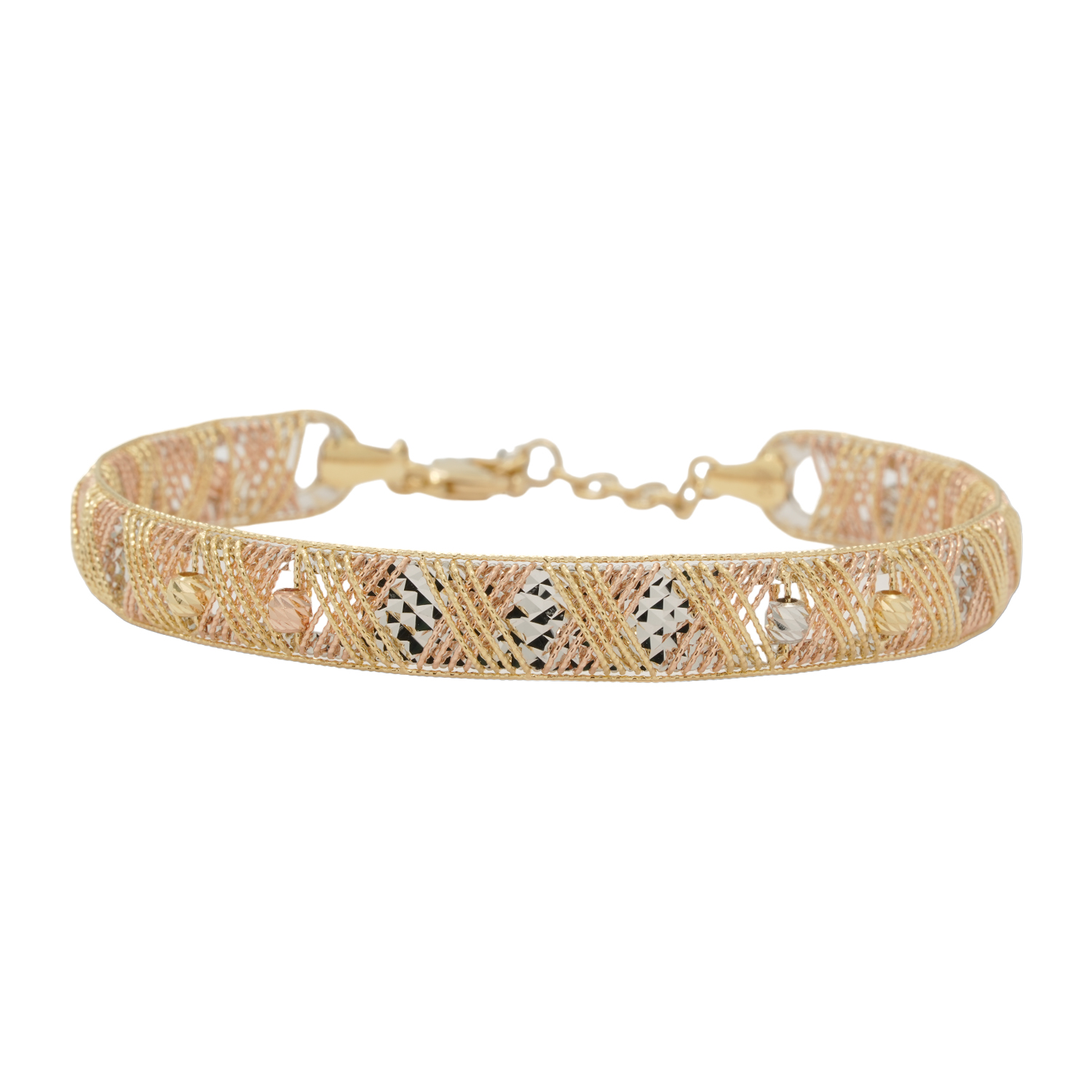 วิเซนซ่า โกลด์ กำไลข้อมือทอง18K ดีไซน์ 3 กษัตริย์ ลายลูกบอลแฟนซี