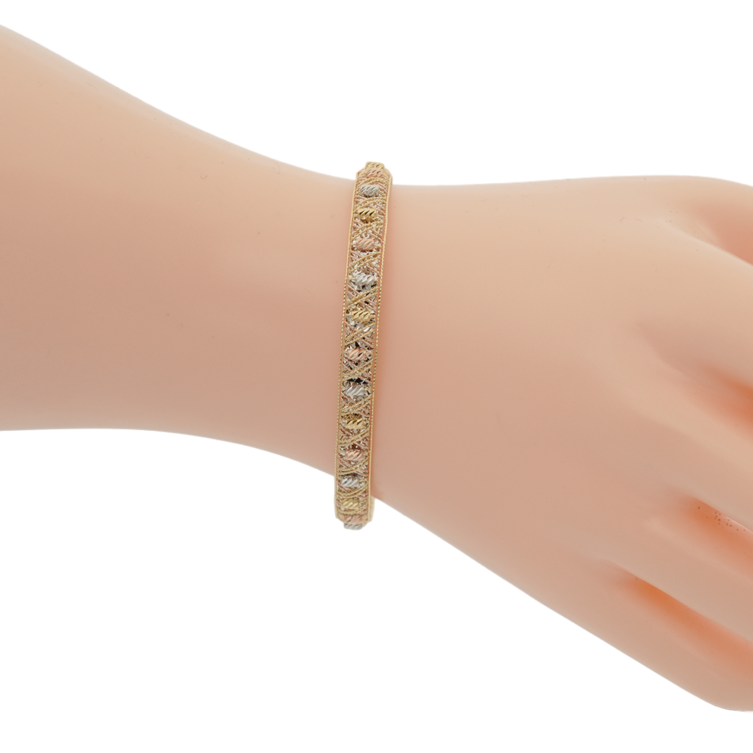 วิเซนซ่า โกลด์ กำไลข้อมือทอง18K ดีไซน์ 3 กษัตริย์ ลายแฟนซี - Image 2
