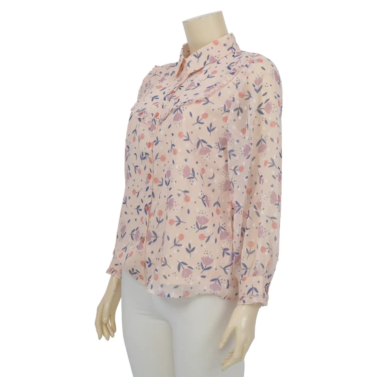 มิกซ์ เซลฟ์ เสื้อเชิ้ต แขนยาว ผ้าชีฟองลายดอกไม้ - Image 2