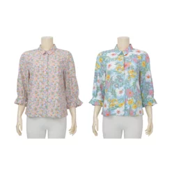 มินนะ เซตเสื้อเชิ้ต  แขนพองยาว 5 ส่วน  พิมพ์ลายดอกไม้ รวม 2 ตัว  (สงวนสิทธิ์ในการเลือก)
