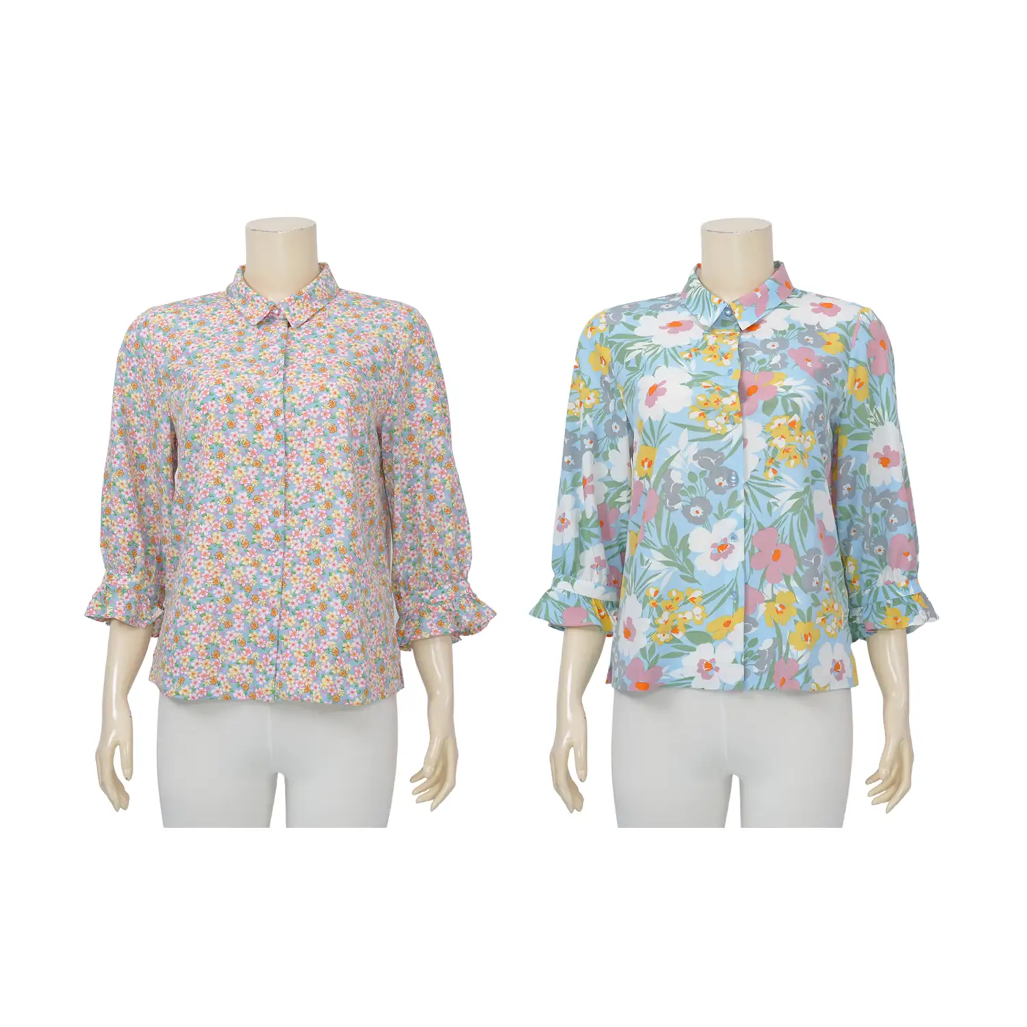 มินนะ เซตเสื้อเชิ้ต แขนพองยาว 5 ส่วน พิมพ์ลายดอกไม้ รวม 2 ตัว (สงวนสิทธิ์ในการเลือก)