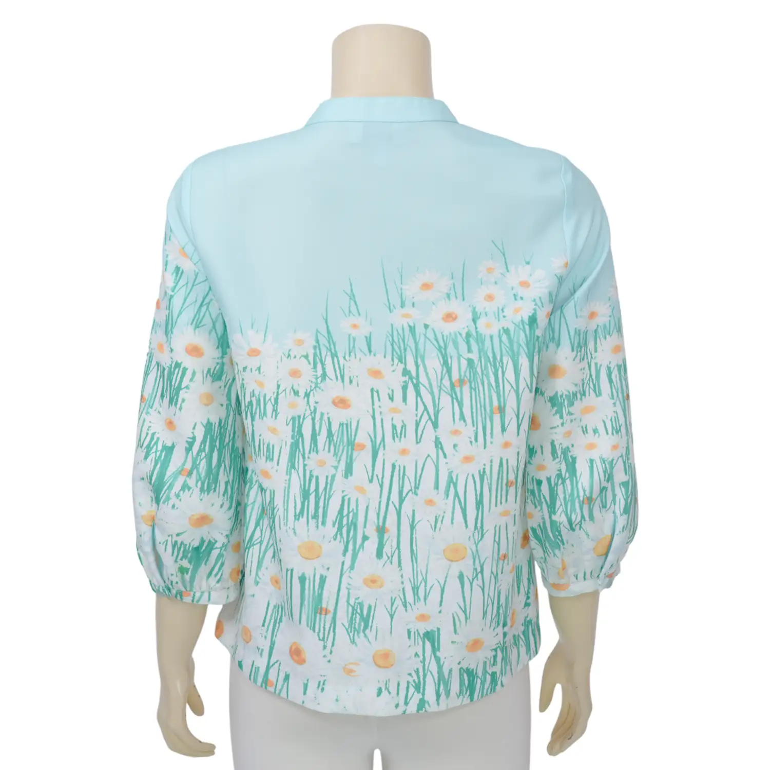 มินนะ เสื้อเบลาส์คอจีน แขนพองยาว 5 ส่วน พิมพ์ลายทุ่งดอกเดซี่ - Image 3