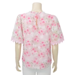 มินนะ เสื้อเบลาส์คอกลม  ผ้าลายดอกไม้ แต่งเทปลูกไม้ - Image 3