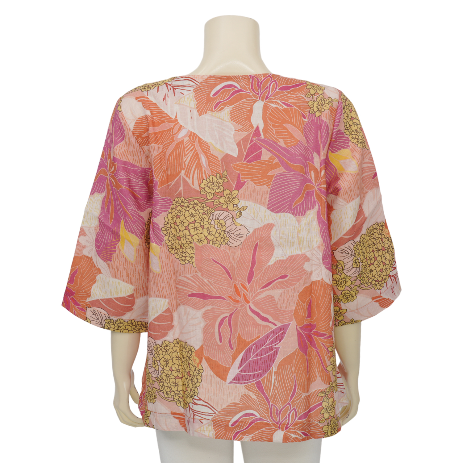 ลียา เซตเสื้อคอปาด แขน 4 ส่วน ลายดอกไม้ และกระเป๋าผ้าทรงโทท - Image 4