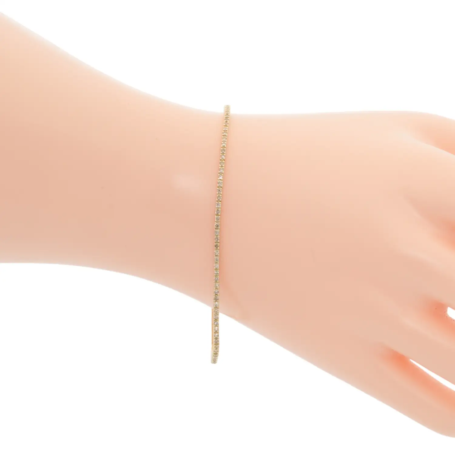 คัลเลอร์ ไดมอนด์ สร้อยข้อมือทอง9K แบบเทนนิส ประดับเพชรสีแชมเปญ - Image 3
