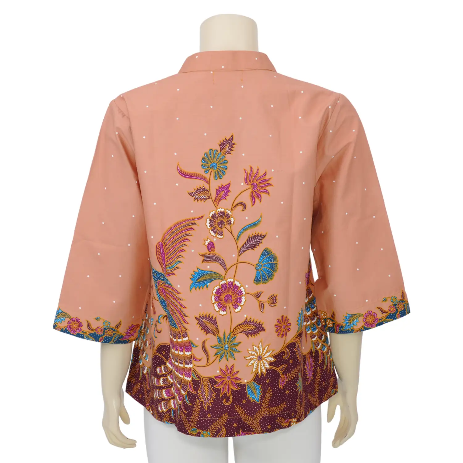 เซ้าท์ แฟบริค เสื้อคอจีน แขน 4 ส่วน ผ้าปาเต๊ะลายนกยูง - Image 3