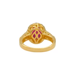 คริสตัล จอย แหวนเงิน925 ชุบทอง18K ประดับทับทิม และเซอร์คอนสีขาว - Image 4