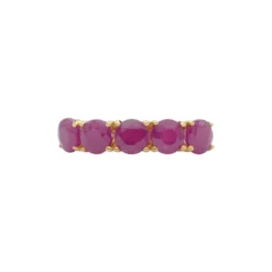 กลิทซ์ จิวเวล แหวนเงิน925 ชุบทอง18K ดีไซน์ Five Stone Ring ประดับทับทิม - Image 2