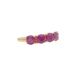 กลิทซ์ จิวเวล แหวนเงิน925 ชุบทอง18K ดีไซน์ Five Stone Ring ประดับทับทิม - Image 3