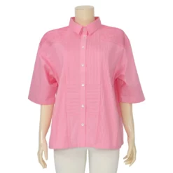 แอลลี่ เสื้อเชิ้ต แขน 3 ส่วน ตัดต่อผสมผ้าพื้น - Image 2