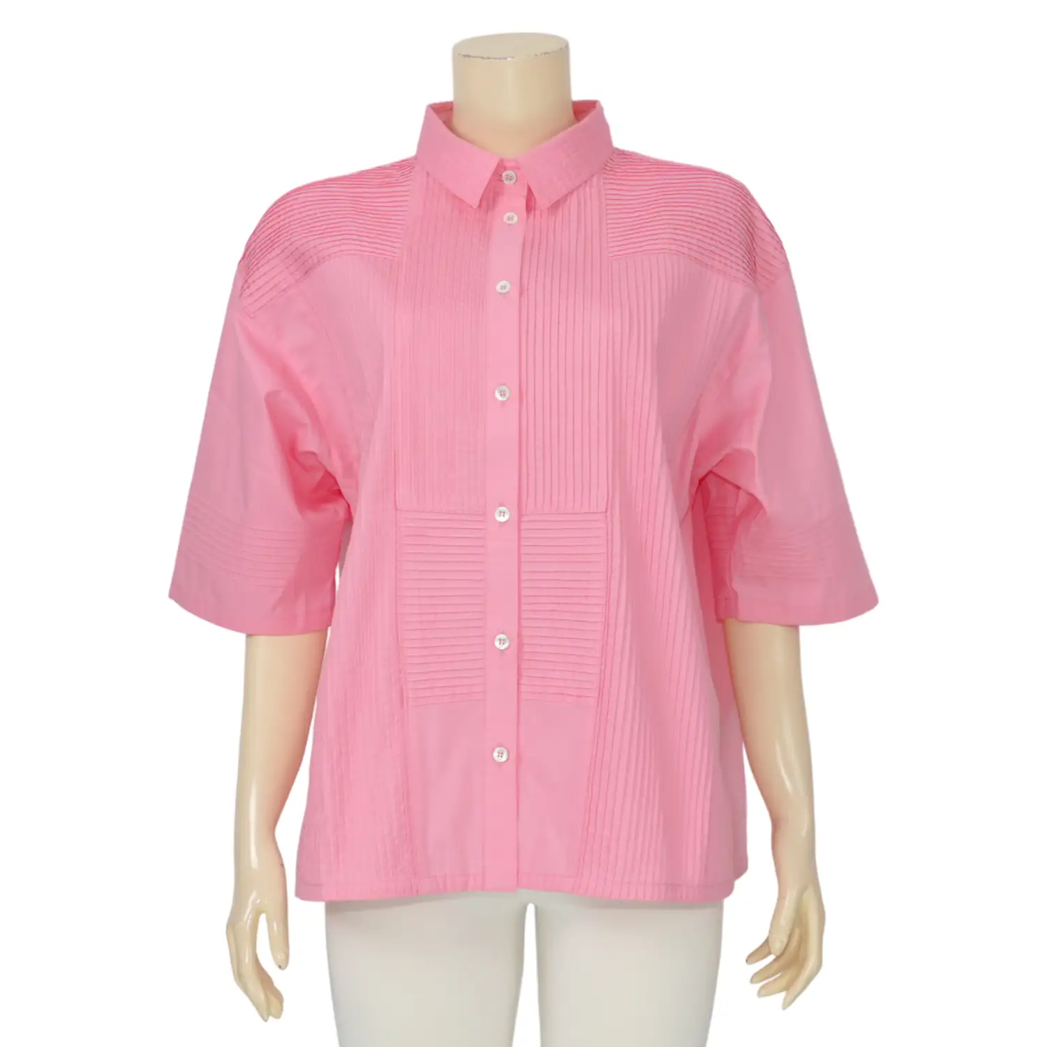 แอลลี่ เสื้อเชิ้ต แขน 3 ส่วน ตัดต่อผสมผ้าพื้น - Image 2