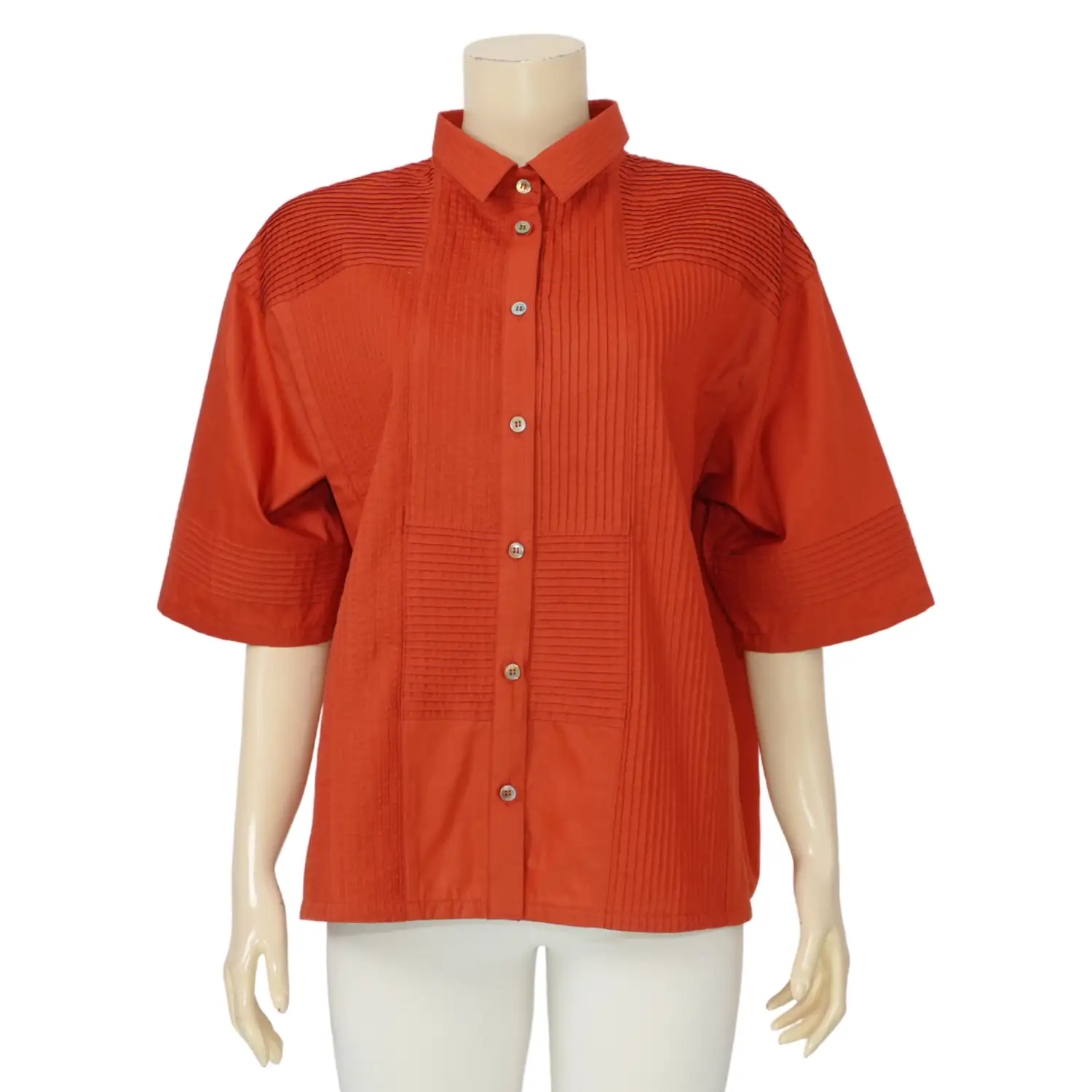 แอลลี่ เสื้อเชิ้ต แขน 3 ส่วน ตัดต่อผสมผ้าพื้น - Image 3