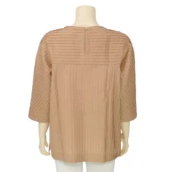 แอลลี่ เสื้อเบลาส์คอปาด  แขน 3 ส่วน ตัดต่อลายเกล็ด แบบตะเข็บคู่ - Image 3