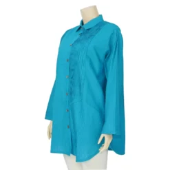 แอลลี่ เสื้อเชิ้ต แขนยาว ตัดต่อลายเกล็ด แบบซิกแซ็ก - Image 2