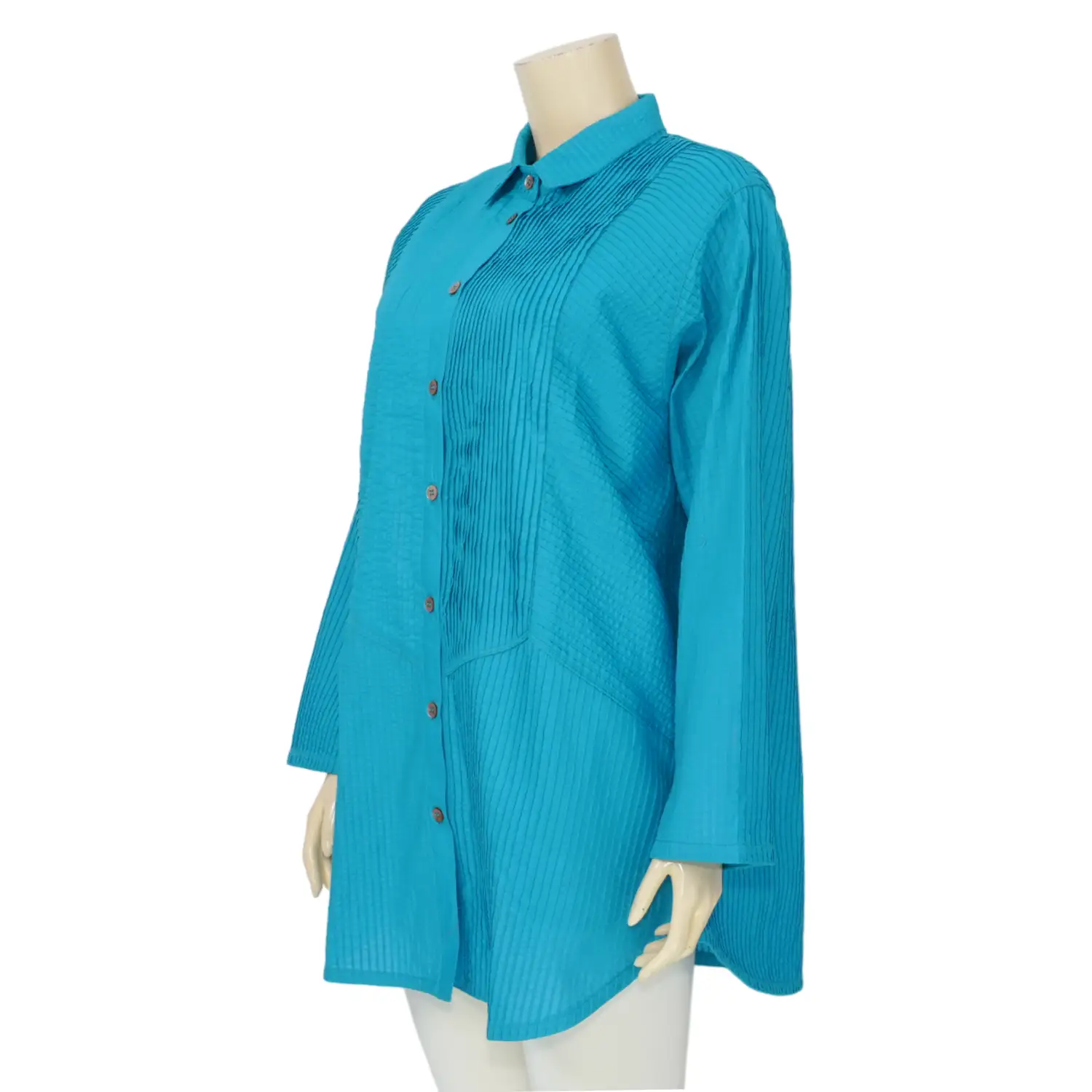 แอลลี่ เสื้อเชิ้ต แขนยาว ตัดต่อลายเกล็ด แบบซิกแซ็ก - Image 2