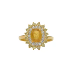 ศอศาลา เจมส์ แหวนเงิน925 ชุบทอง18K ประดับบุษราคัมและ เซอร์คอนสีขาว