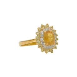 ศอศาลา เจมส์ แหวนเงิน925 ชุบทอง18K ประดับบุษราคัมและ เซอร์คอนสีขาว - Image 2