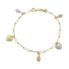 สร้อยข้อมือทอง18K ดีไซน์ข้อโซ่ทรงรี  ประดับติ้งลายฉลุ 3 สี