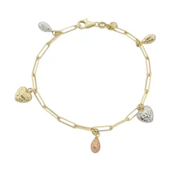 สร้อยข้อมือทอง18K ดีไซน์ข้อโซ่ทรงรี  ประดับติ้งลายฉลุ 3 สี