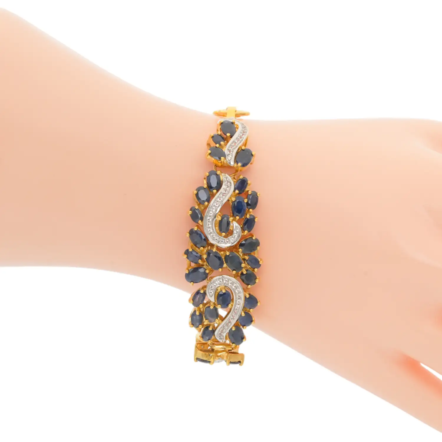 อัญญามินทร์ สร้อยข้อมือเงิน925 ชุบทอง18K ประดับไพลิน และโทแพซสีขาว - Image 2