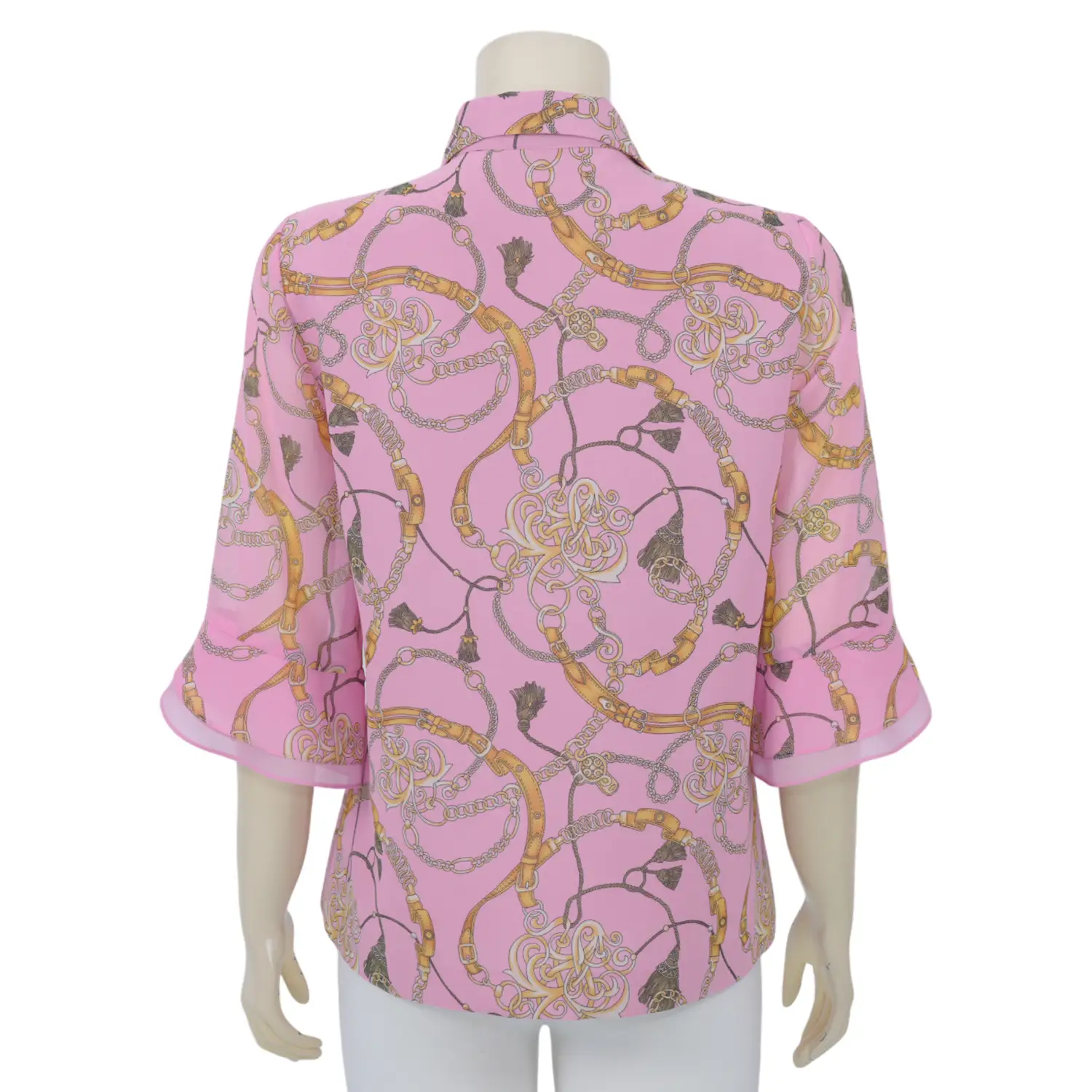 มิกิโกะ เสื้อเชิ้ต แขน 3 ส่วน ผ้าชีฟองพิมพ์ลายโซ่ - Image 3