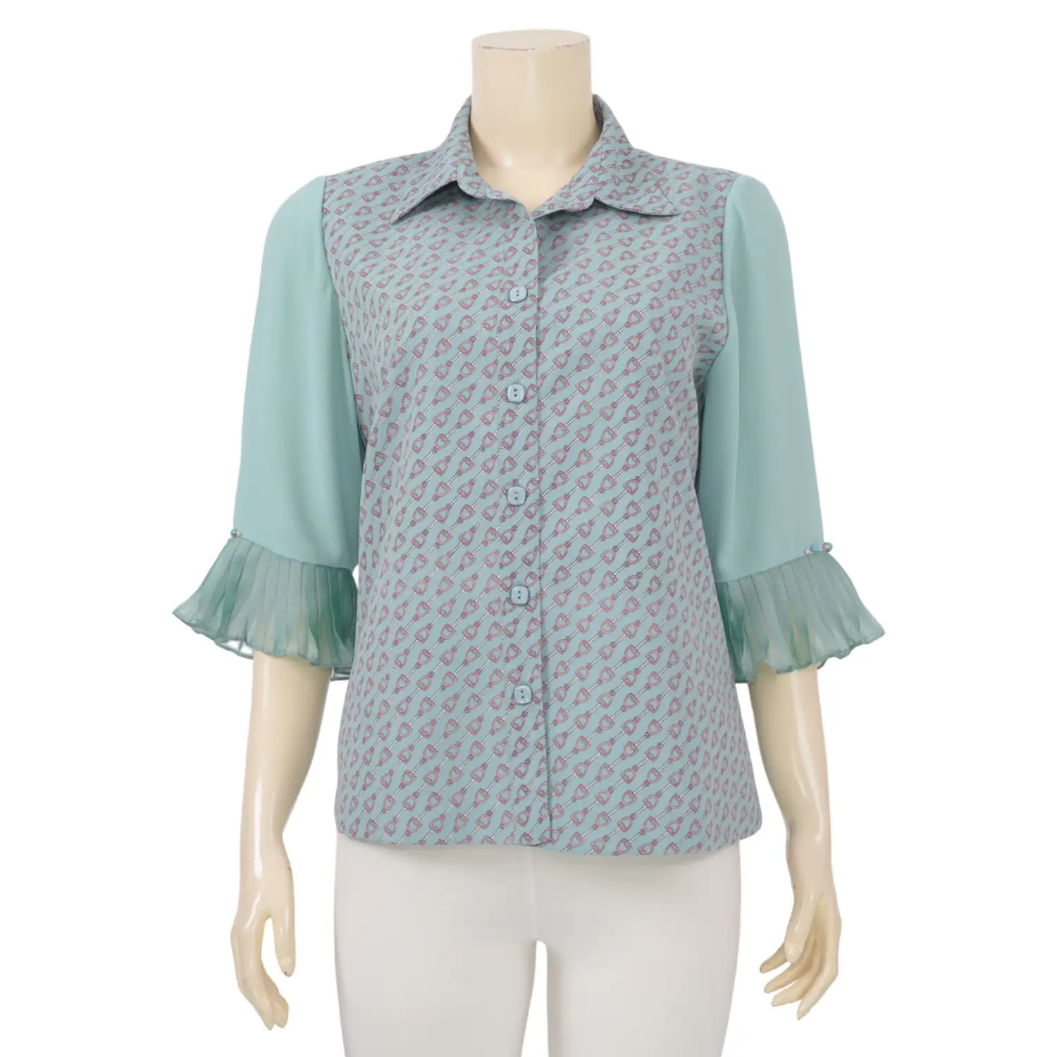 มิกิโกะ เสื้อเชิ้ต แขน 3 ส่วน แต่งระบายปลายแขนMIKIKO