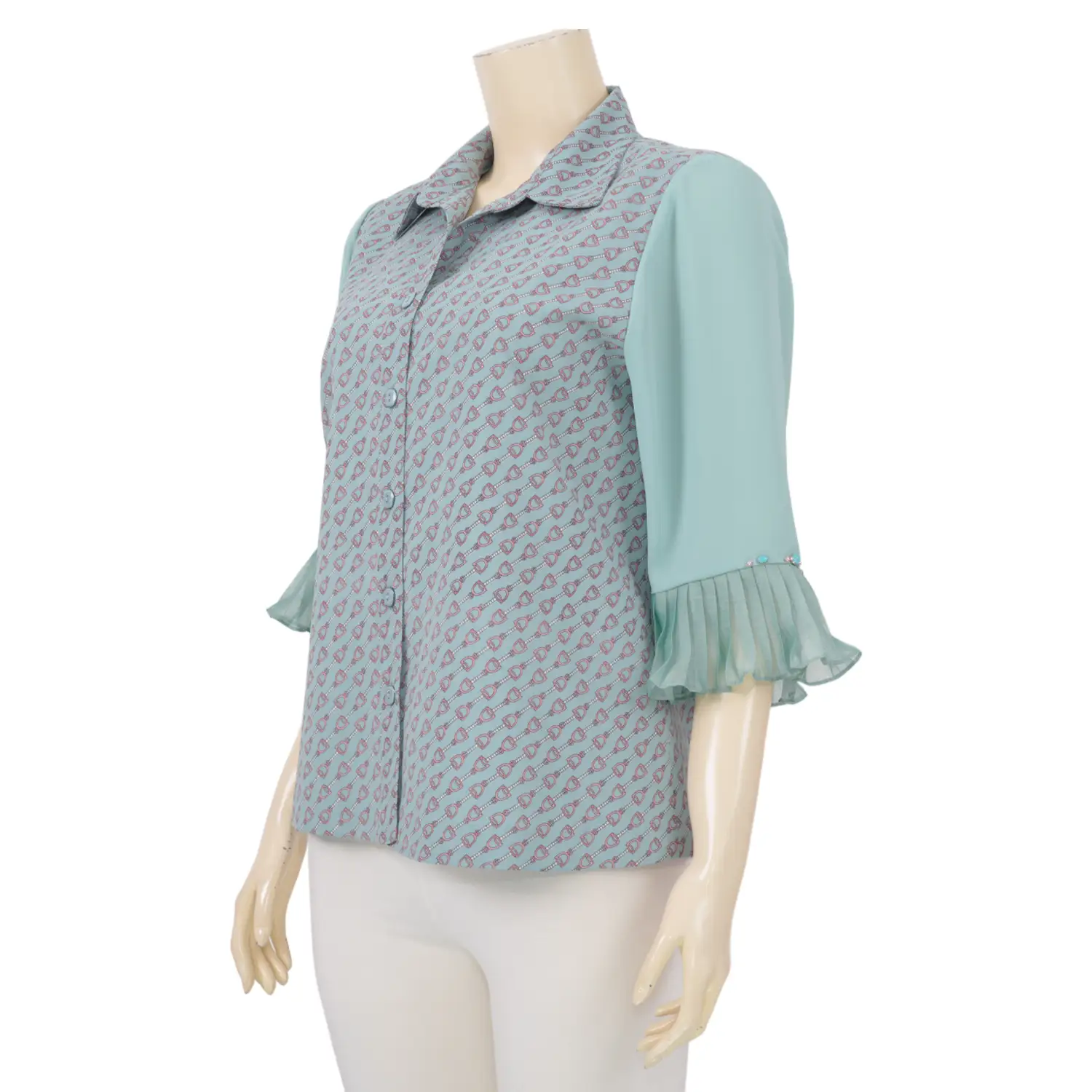 มิกิโกะ เสื้อเชิ้ต แขน 3 ส่วน แต่งระบายปลายแขนMIKIKO - Image 2