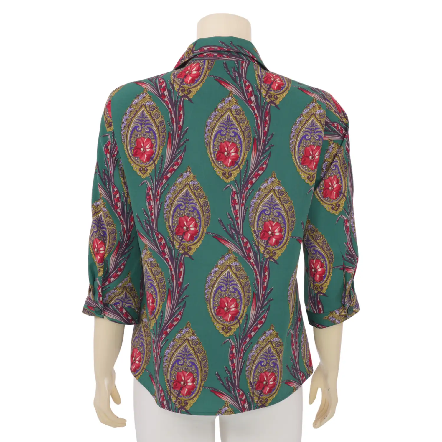 มิกิโกะ เสื้อเชิ้ต แขน 3 ส่วน ผ้าพีชสกินลายไทย สไตล์วินเทจ - Image 3
