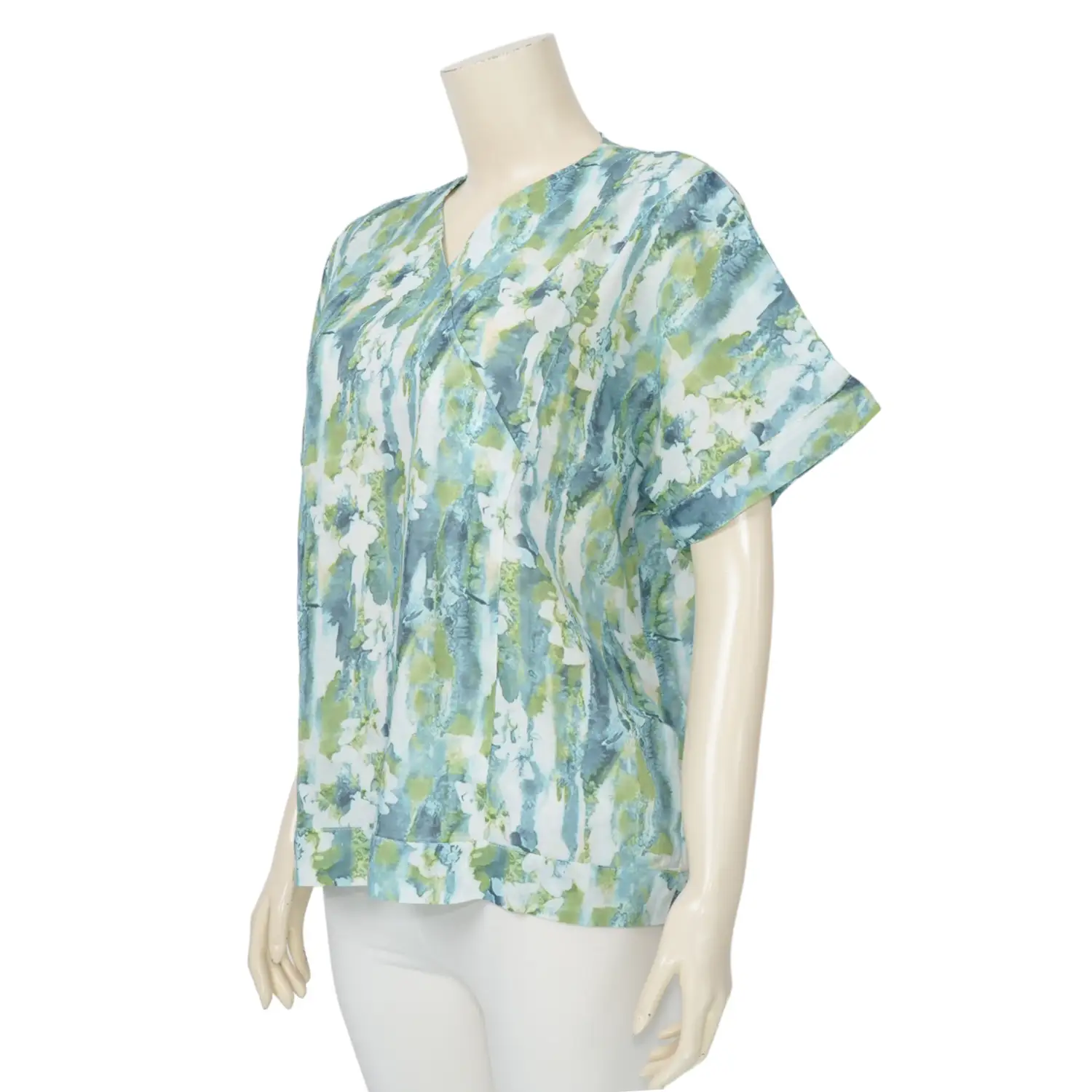 เมริสสา เสื้อเบลาส์คอวี แขนสั้นทรงแขนในตัว ผ้าเรยอน พิมพ์ลายดอกไม้ - Image 2