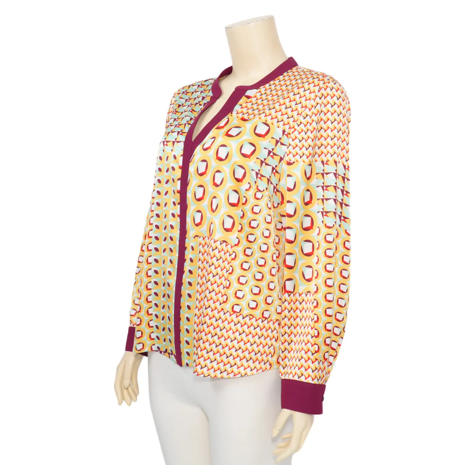 เบคกี้ รัสเซล เสื้อเบลาส์คอกลม แขนพองยาว 5 ส่วน ผ้าซาติน - Image 2