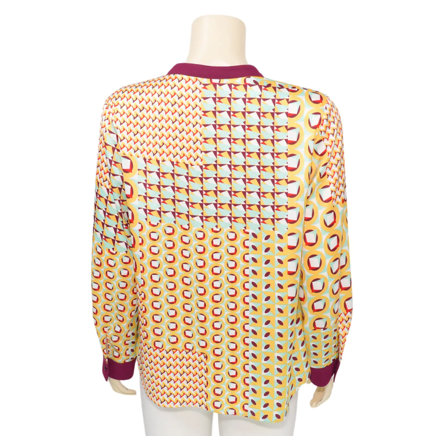 เบคกี้ รัสเซล เสื้อเบลาส์คอกลม แขนพองยาว 5 ส่วน ผ้าซาติน - Image 3