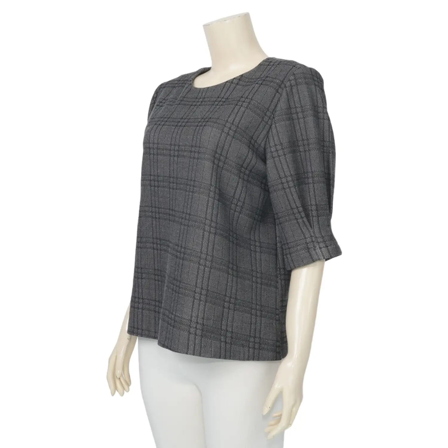 ชมพู เสื้อเบลาส์คอกลม แขน 3 ส่วน ผ้าชาแนล - Image 2