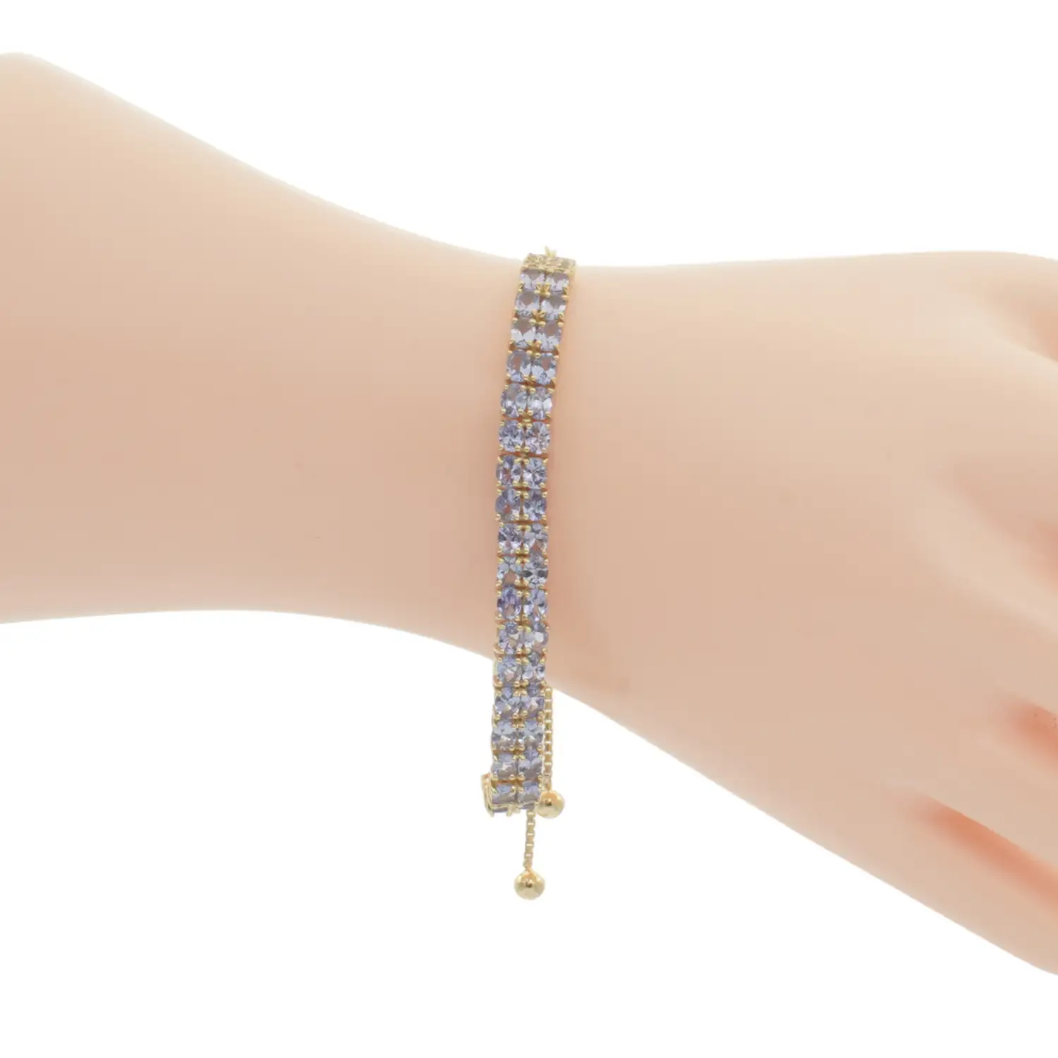 กลิทซ์ จิวเวล สร้อยข้อมือเงิน925 ชุบทอง18K ประดับแทนซาไนต์ และเซอร์คอนสีขาว - Image 3