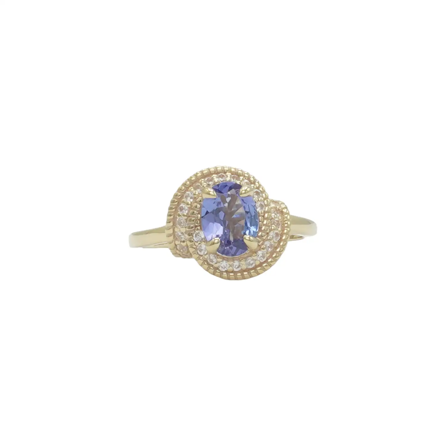 กลิทซ์ จิวเวล แหวนเงิน925 ชุบทอง18K ประดับแทนซาไนต์ และเซอร์คอนสีขาว