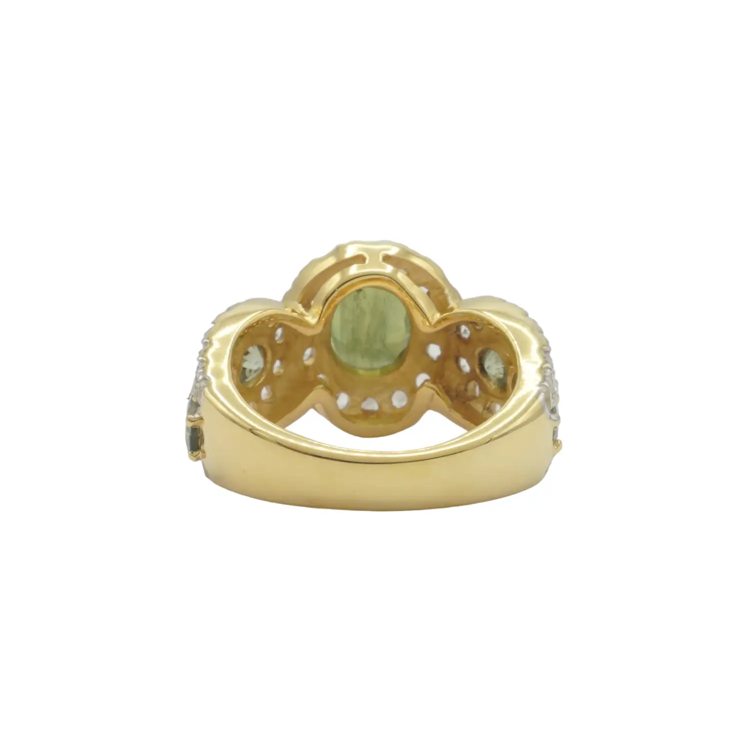 ลักซ์ จิวเวลรี่ แหวนเงิน925 ชุบทอง18K ประดับเขียวส่อง และโทแพซสีขาว - Image 4