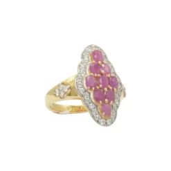 เนตรไอริน แหวนเงิน925 ชุบทอง18K ประดับทับทิม และโทแพซสีขาว - Image 2