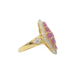 เนตรไอริน แหวนเงิน925 ชุบทอง18K ประดับทับทิม และโทแพซสีขาว - Image 3