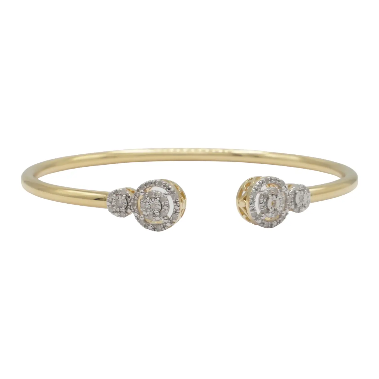 ยูนีช กำไลข้อมือเงิน925 ชุบทอง14K ประดับเพชรสีขาว ดีไซน์ Flora Halo - Image 2
