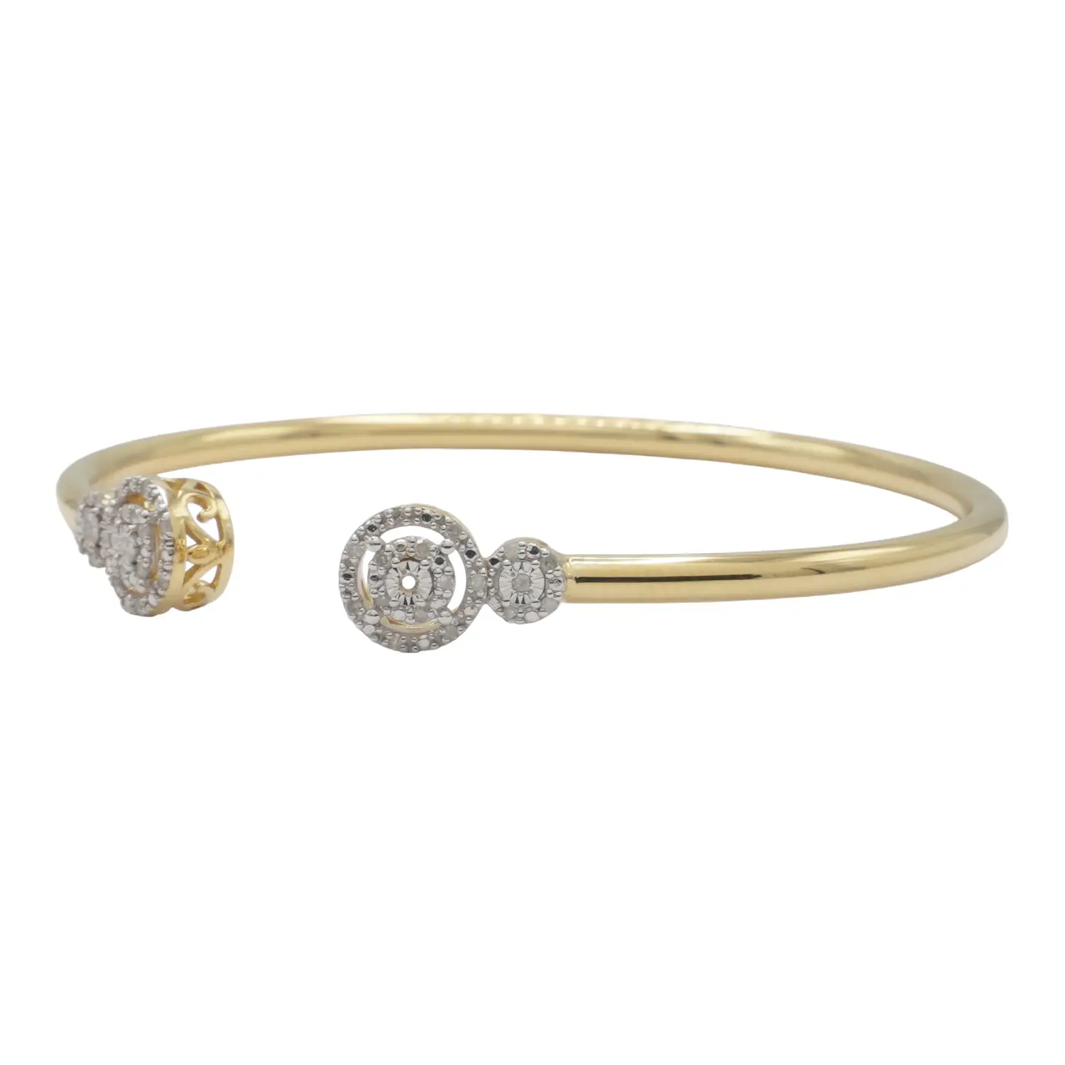 ยูนีช กำไลข้อมือเงิน925 ชุบทอง14K ประดับเพชรสีขาว ดีไซน์ Flora Halo - Image 4