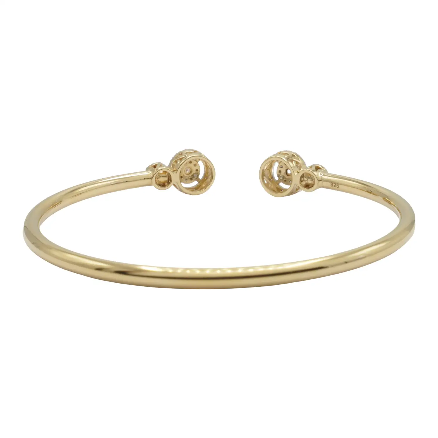 ยูนีช กำไลข้อมือเงิน925 ชุบทอง14K ประดับเพชรสีขาว ดีไซน์ Flora Halo - Image 5
