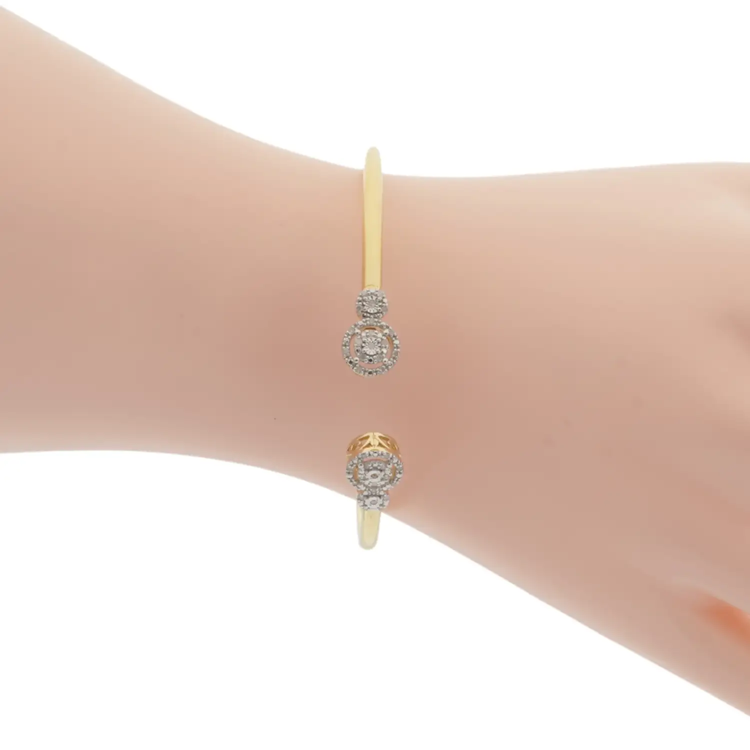 ยูนีช กำไลข้อมือเงิน925 ชุบทอง14K ประดับเพชรสีขาว ดีไซน์ Flora Halo - Image 3
