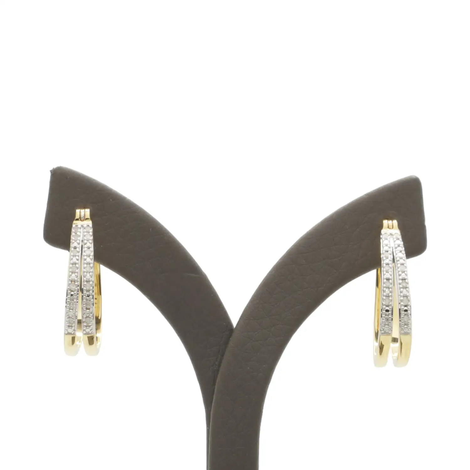 ยูนีช ต่างหูเงิน925 ชุบทอง14K ประดับเพชรสีขาว ดีไซน์ Double Hoop