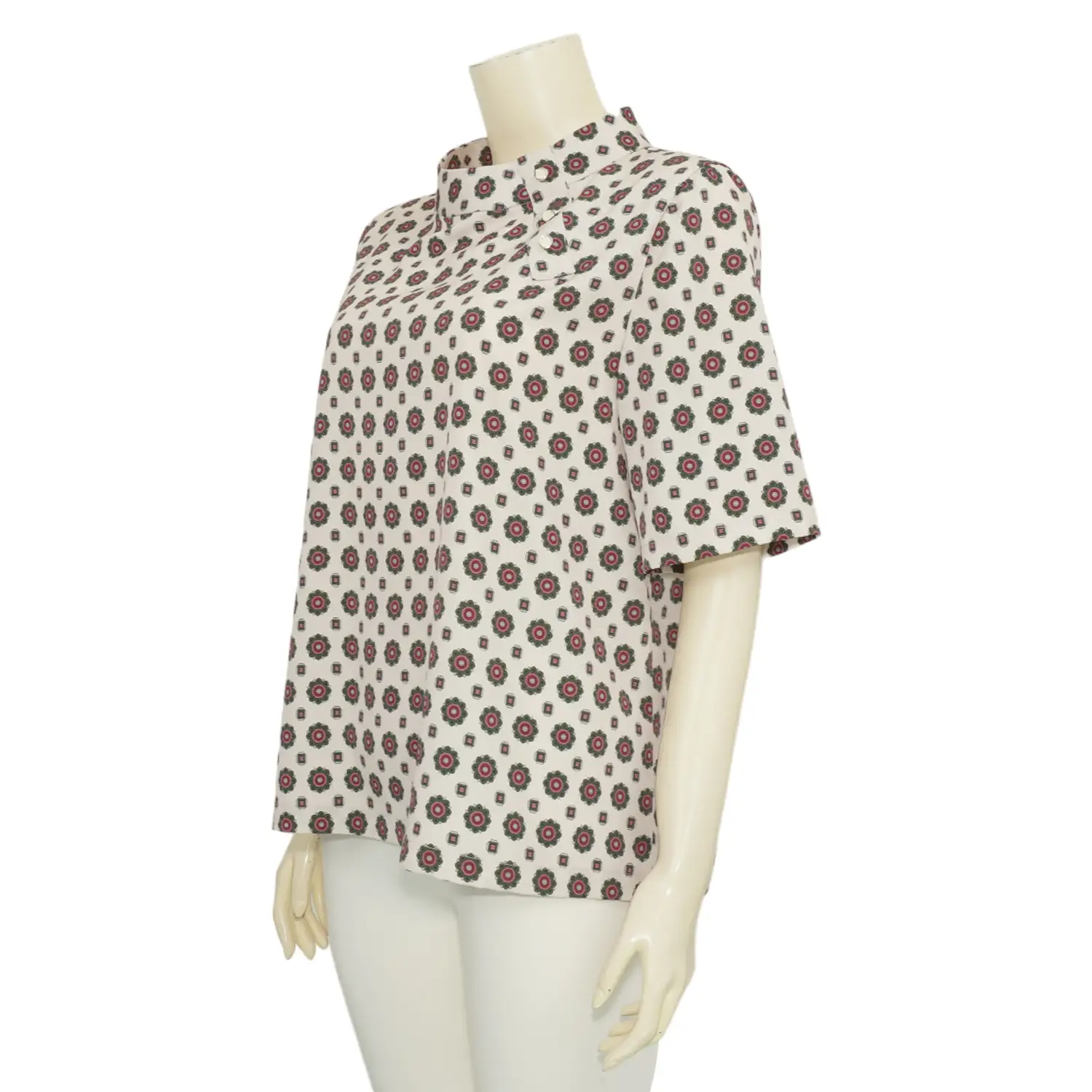 เอ๊ะ จัง เสื้อเบลาส์คอตั้ง แขนสั้น ลายสไตล์วินเทจ - Image 2