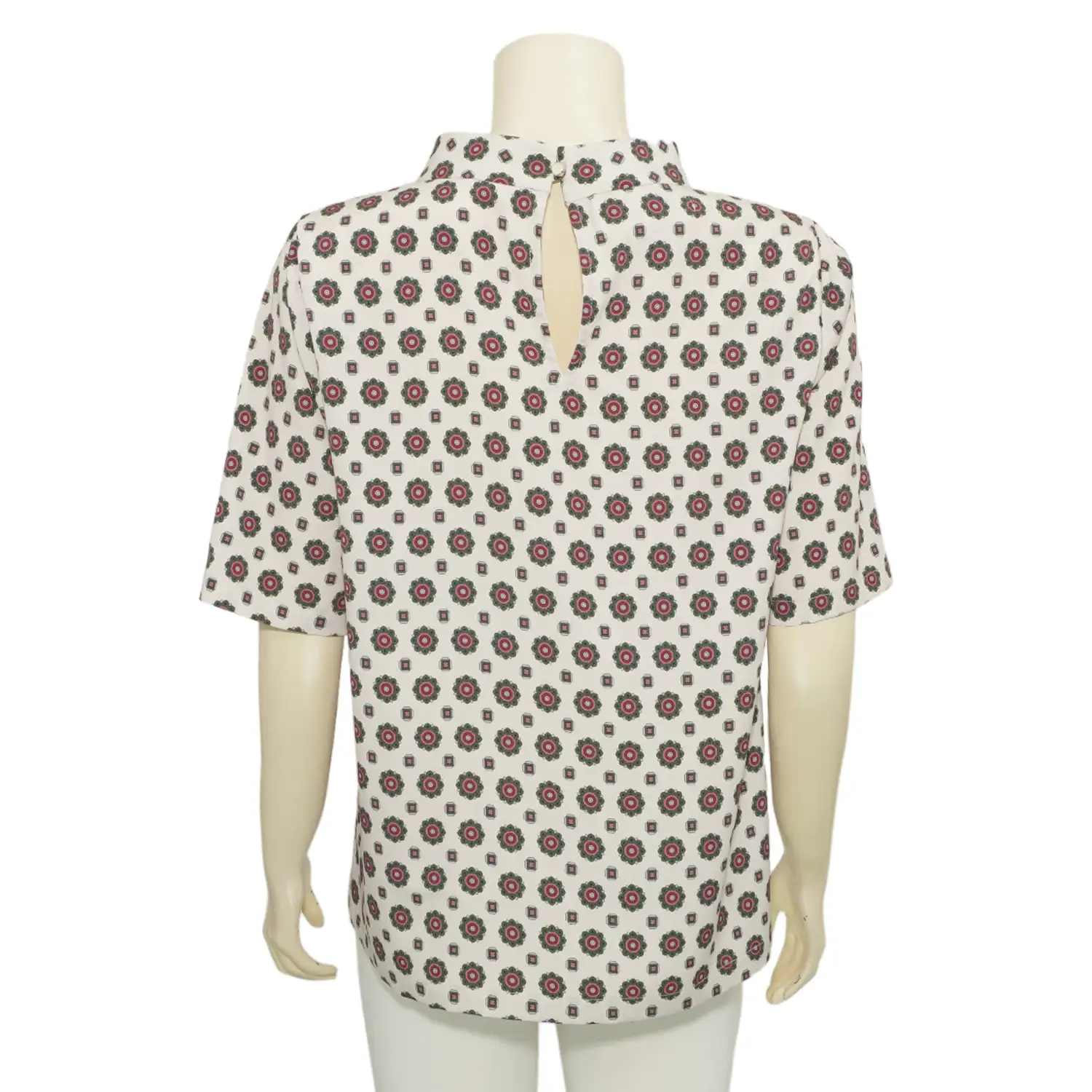 เอ๊ะ จัง เสื้อเบลาส์คอตั้ง แขนสั้น ลายสไตล์วินเทจ - Image 3