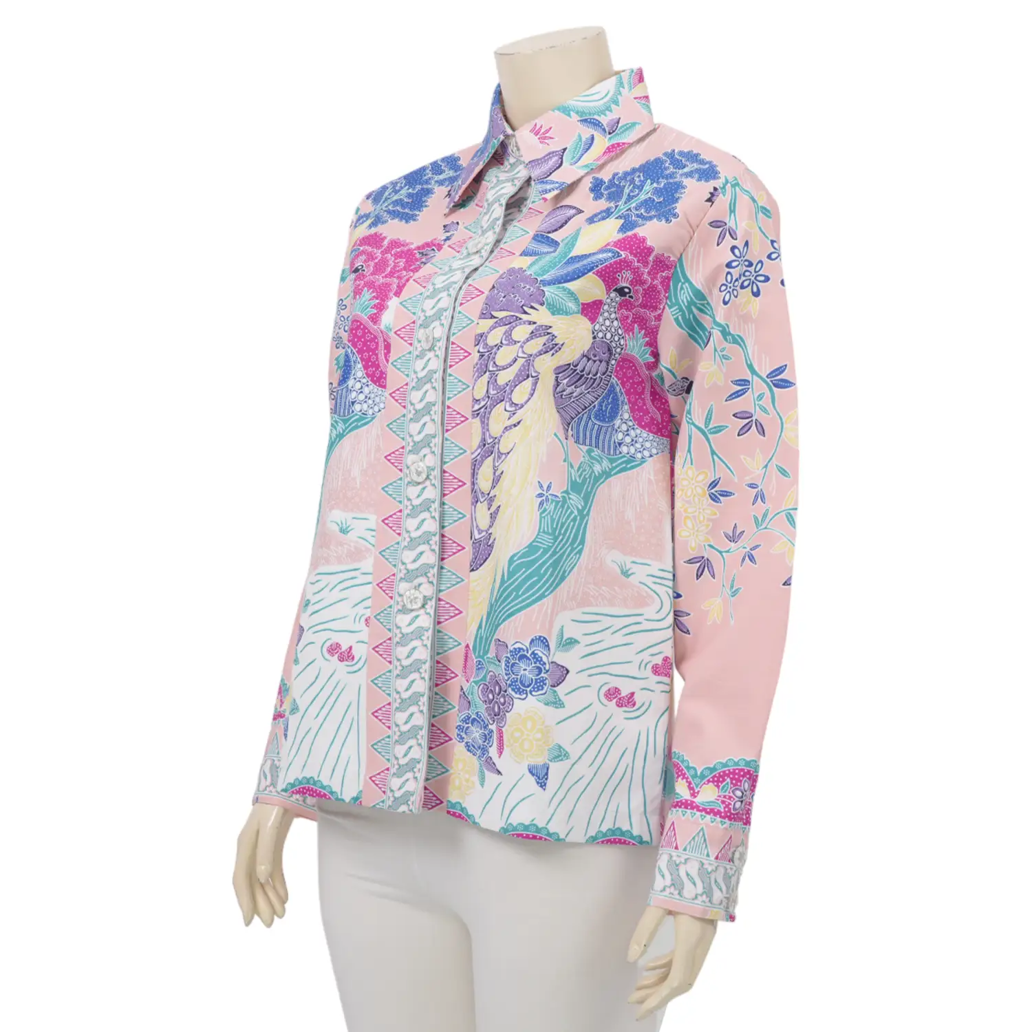 เซ้าท์ แฟบริค เสื้อเชิ้ตแขนยาว ผ้าปาเต๊ะ ลายนกยูง - Image 2