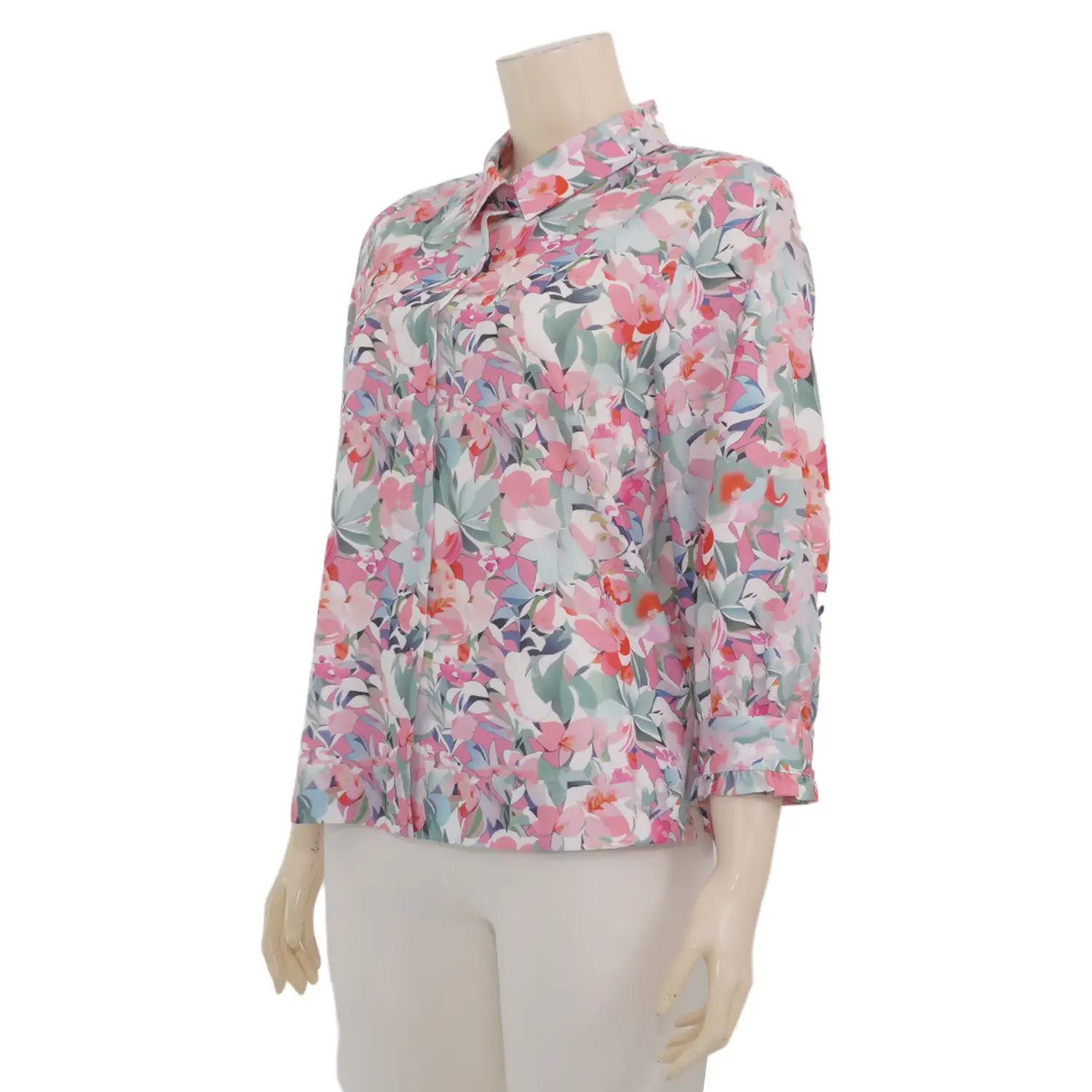 มินนะ เซตเสื้อเชิ้ต แขนพองยาว 5 ส่วน พิมพ์ลายดอกไม้ รวม 2 ตัว - Image 4